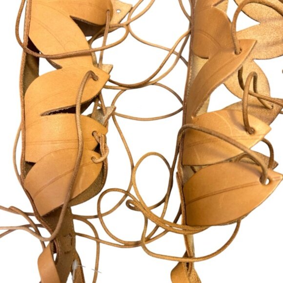 ANICENT GREEK SANDALS Tan Leather 'Filareskia' High Gladiator Sandals 38 New* - Picture 7 of 9